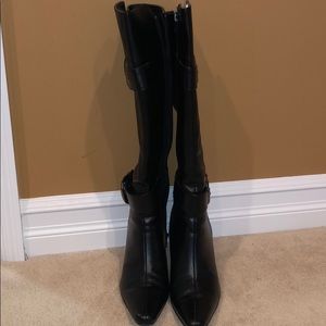 Black leather boots, size 8.5